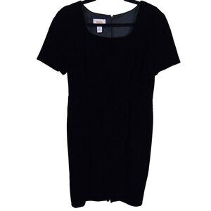 Talbots Vintage Square Neck Short Sleeve Black Velvet Classic Dress Size 8